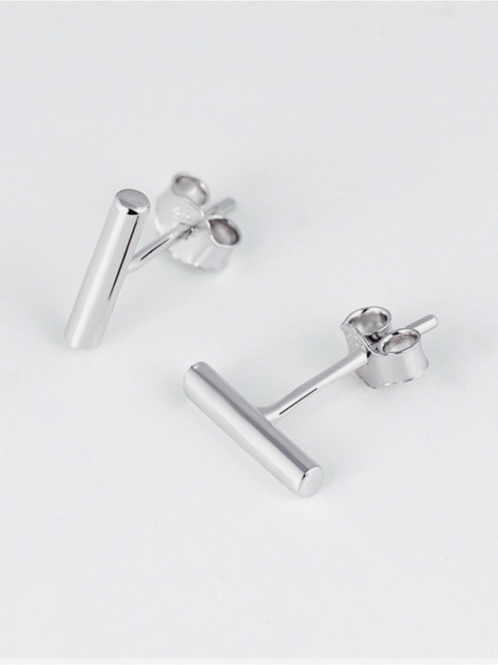 Women 925 Sterling Silver Post Horizontal Round Bar Stick Stud Earrings 12mm G3